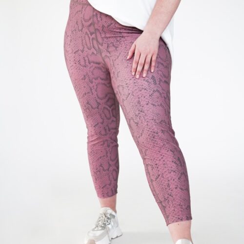 Plus size Rose printed leggings from polyester from the front