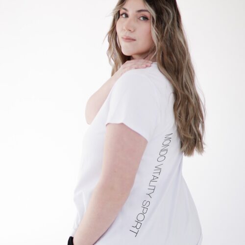 Oversize v neck t-shirt from cotton blend in white colour from the back