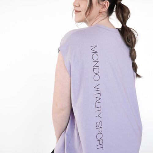 Plus size t-shirt from jersey in lavender colour from the back