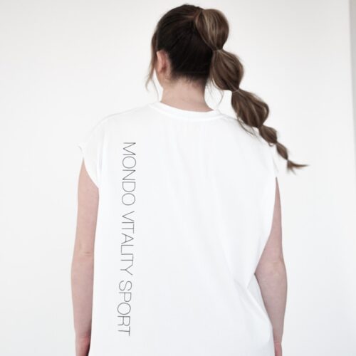 Plus size t-shirt from jersey in white colour from the back