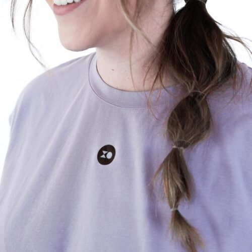 Plus size t-shirt from jersey in lavender colour close view