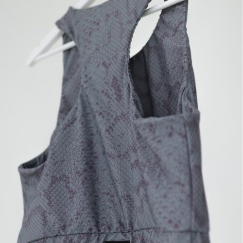 Shadow grey printed sports bra from polyester and elastane in full size