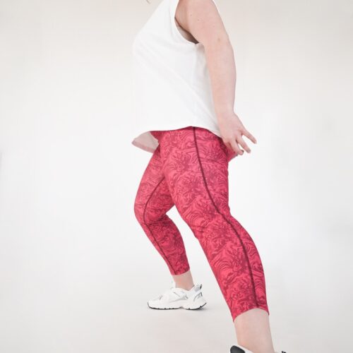 Plus size red printed leggings from polyester in full size