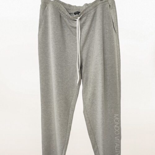 Plus size joggers from cotton blend in grey colour from the front