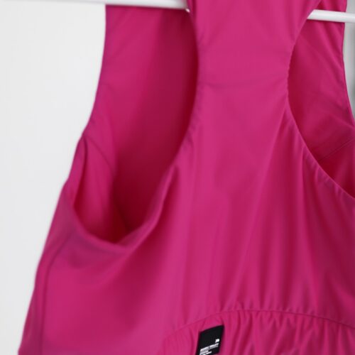 Plus size compression sports bra from recycled polyamide and elastane in Raspberry rose colour from the back