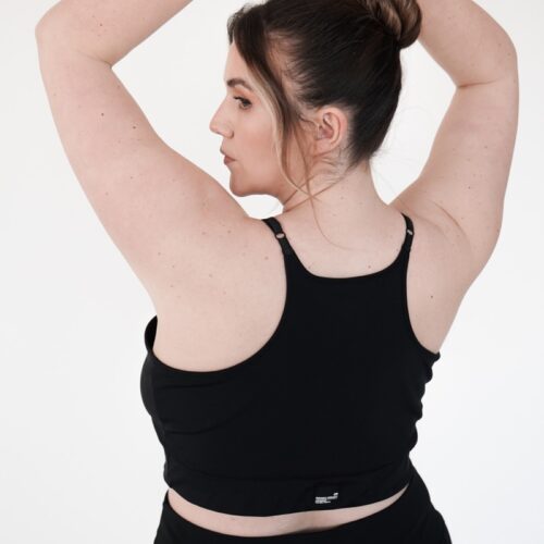 Plus size high performance sports bra in black colour colour from the back