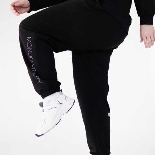 Plus size joggers from cotton blend in black colour in the movement